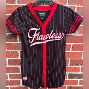 Red Fox Flawless Women’s Button Down Jersey/Jersey Dress. Red/Black Size Large